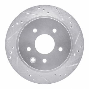 Infiniti M45 Brake Rotor (1) - Rear Right - R1 Concepts - Drilled & Slotted - Silver - `02-`06